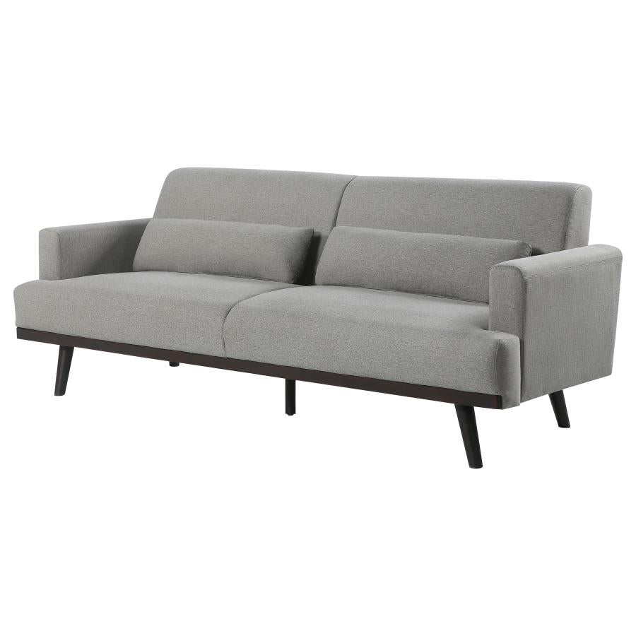 Blake Upholstered Sofa with Track Arms Sharkskin and Dark Brown