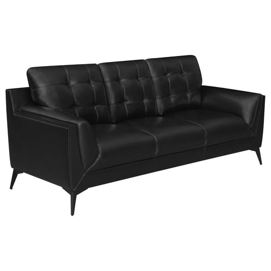 Moira Upholstered Tufted Sofa with Track Arms Black