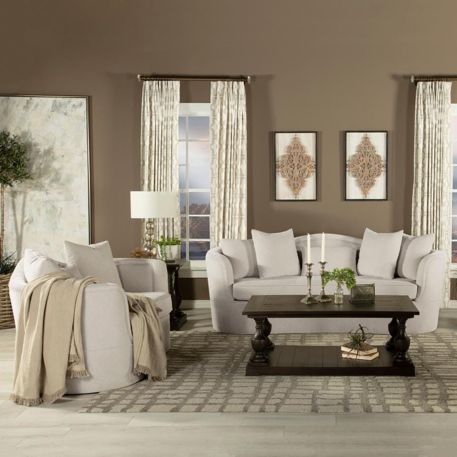 Kamilah 2-piece Upholstered Living Room Set with Camel Back Beige