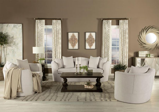 Kamilah 3-piece Upholstered Living Room Set with Camel Back Beige
