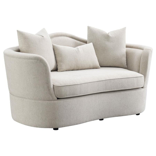 Kamilah Upholstered Loveseat with Camel Back Beige