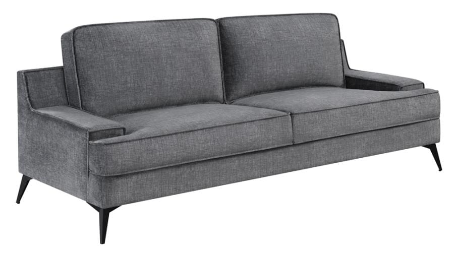 Mattie Upholstered Recessed Arm Sofa Charcoal Grey