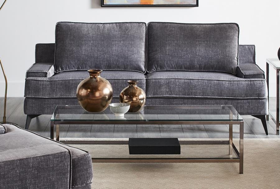 Mattie Upholstered Recessed Arm Sofa Charcoal Grey