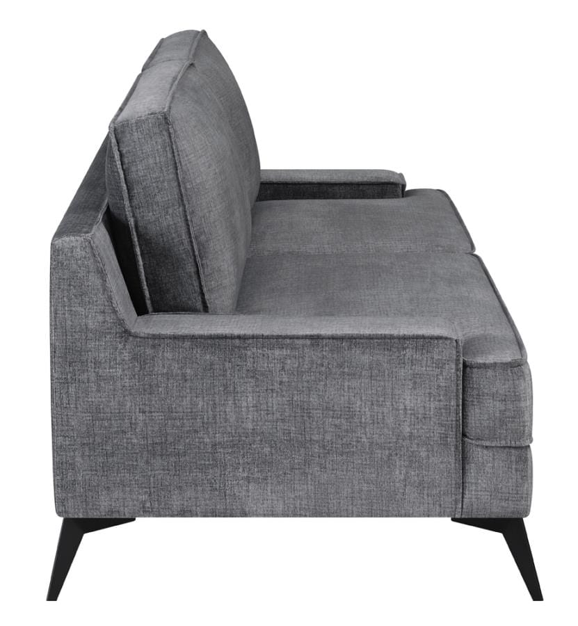 Mattie Upholstered Recessed Arm Sofa Charcoal Grey