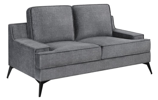 Mattie Upholstered Recessed Arm Loveseat Charcoal Grey