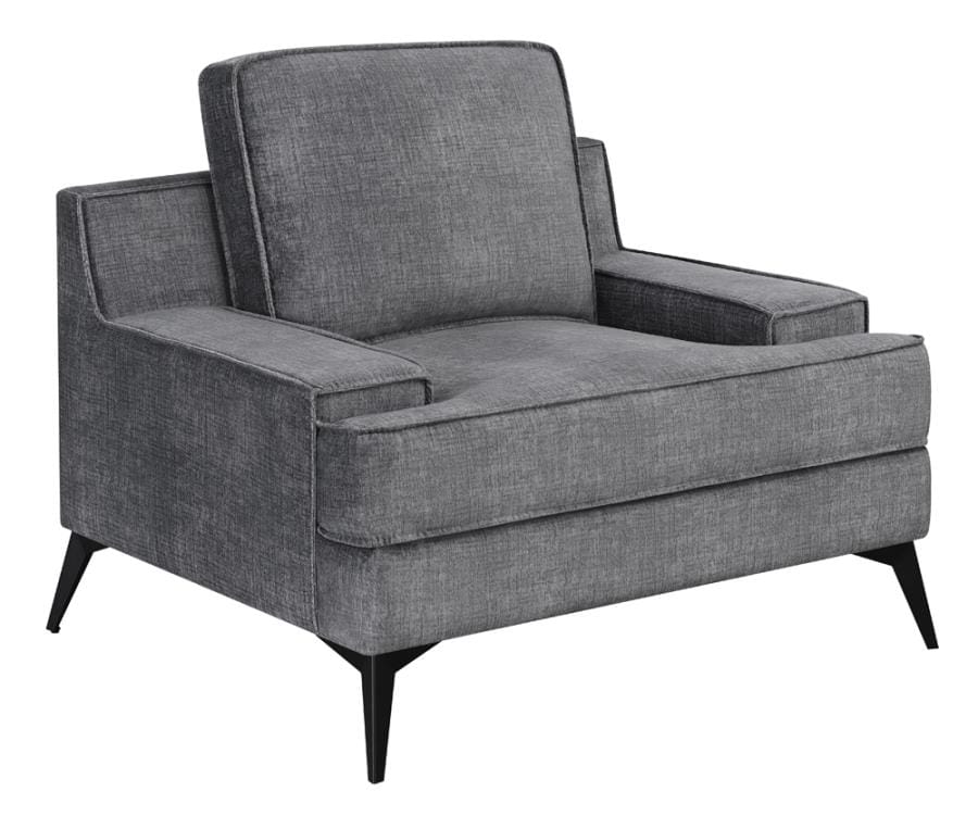 Mattie Upholstered Recessed Arm Chair Charcoal Grey