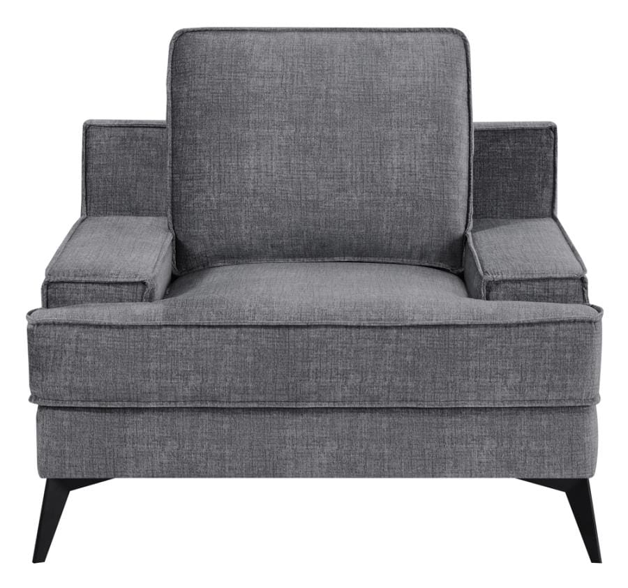 Mattie Upholstered Recessed Arm Chair Charcoal Grey