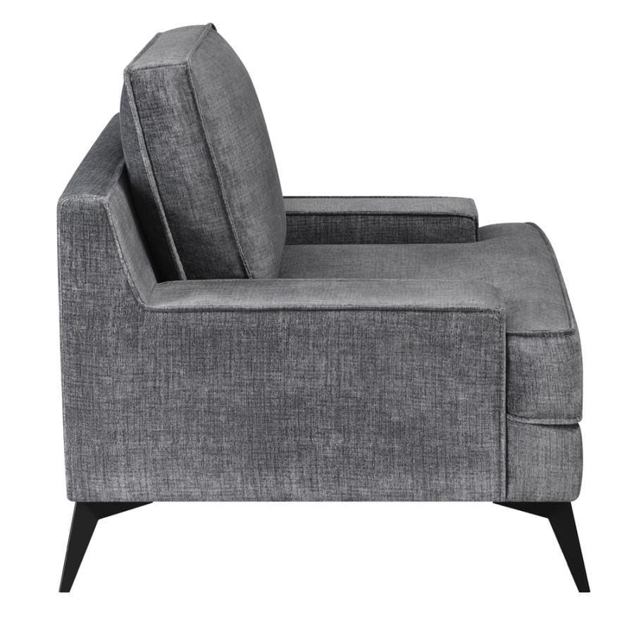 Mattie Upholstered Recessed Arm Chair Charcoal Grey