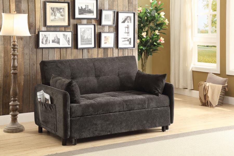 Underwood Tufted Sleeper Sofa Bed Charcoal