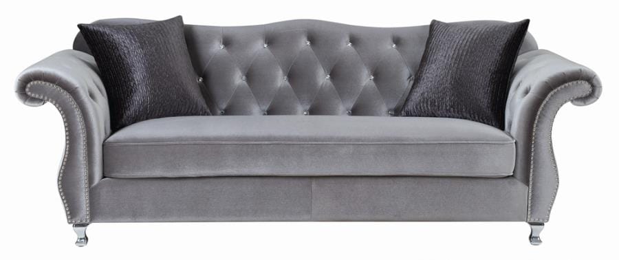 Frostine Button Tufted Sofa Silver