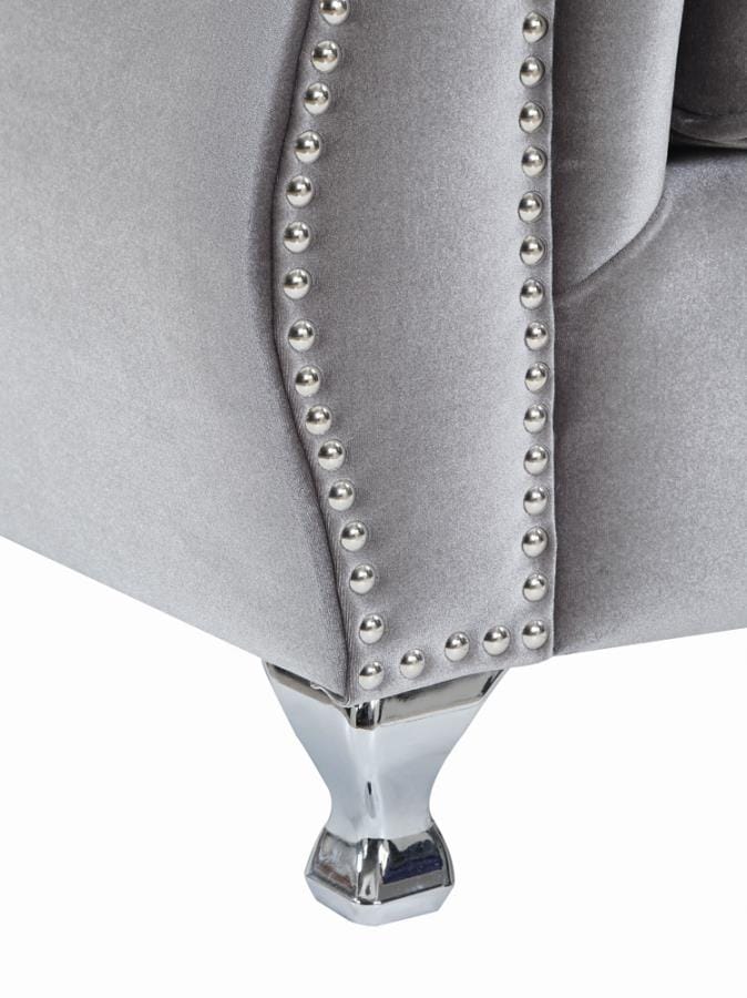 Frostine Button Tufted Loveseat Silver
