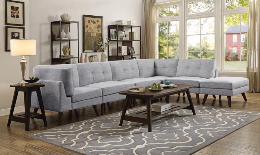 Churchill Button Tufted Corner Sofa Grey