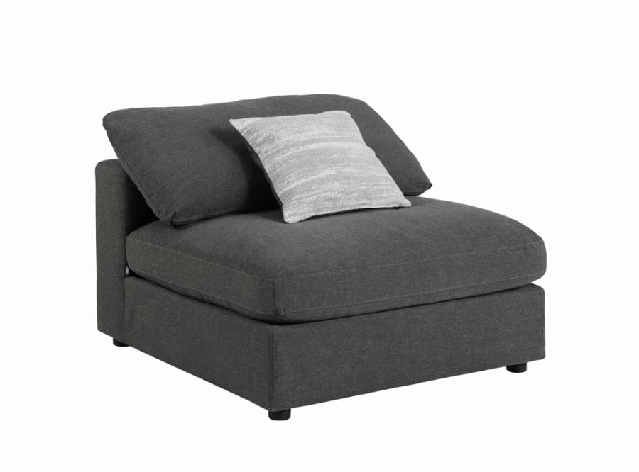 Serene Upholstered Armless Chair Charcoal