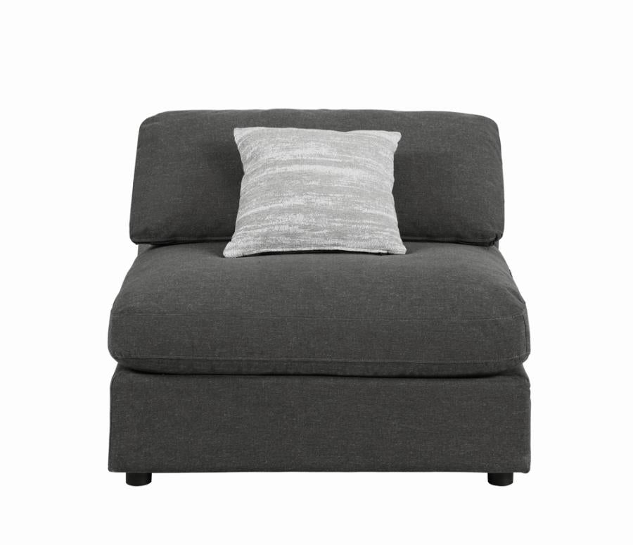 Serene Upholstered Armless Chair Charcoal