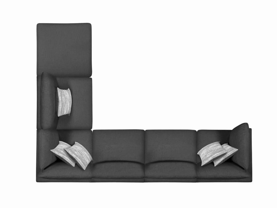 Serene Upholstered Armless Chair Charcoal