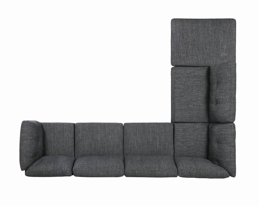 Churchill Tufted Cushion Back Corner Dark Grey and Walnut