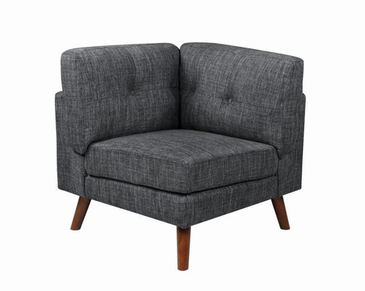 Churchill Tufted Cushion Back Corner Dark Grey and Walnut