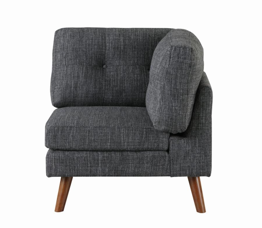 Churchill Tufted Cushion Back Corner Dark Grey and Walnut