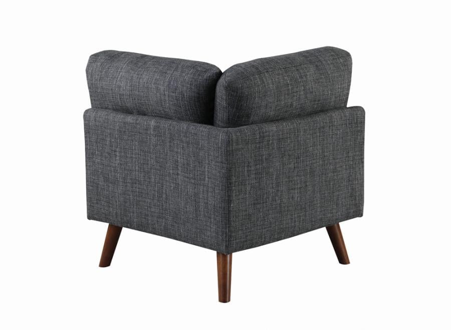 Churchill Tufted Cushion Back Corner Dark Grey and Walnut