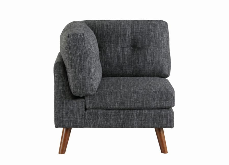 Churchill Tufted Cushion Back Corner Dark Grey and Walnut