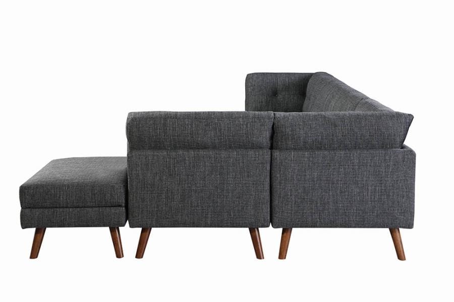 Churchill Tufted Cushion Back Corner Dark Grey and Walnut