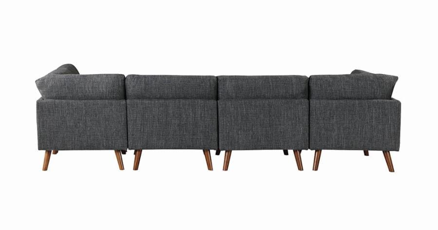 Churchill Tufted Cushion Back Corner Dark Grey and Walnut