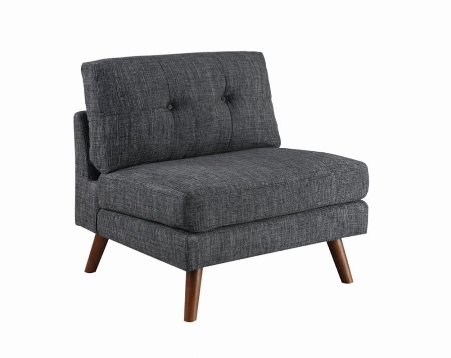 Churchill Tufted Cushion Back Armless Chair Dark Grey and Walnut