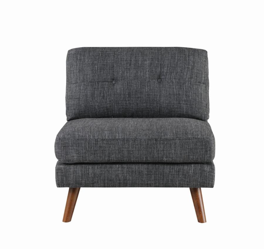 Churchill Tufted Cushion Back Armless Chair Dark Grey and Walnut