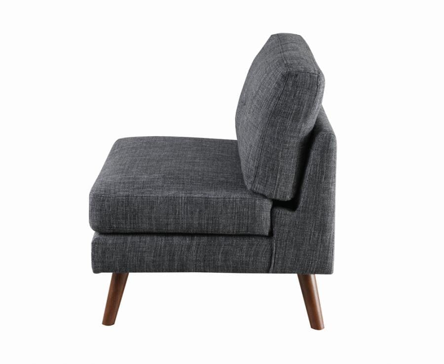 Churchill Tufted Cushion Back Armless Chair Dark Grey and Walnut