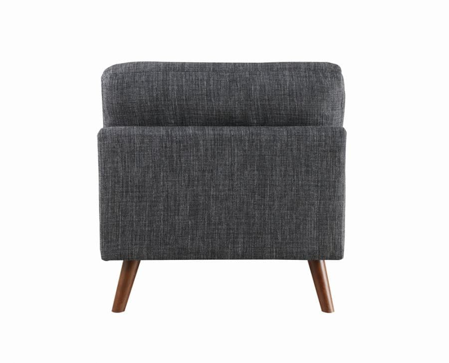 Churchill Tufted Cushion Back Armless Chair Dark Grey and Walnut