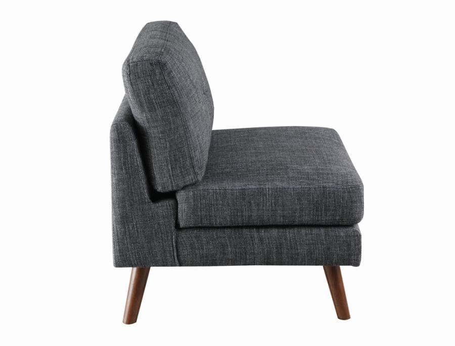 Churchill Tufted Cushion Back Armless Chair Dark Grey and Walnut