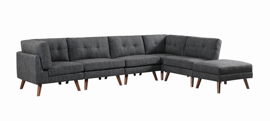 Churchill Tufted Cushion Back Corner Dark Grey and Walnut