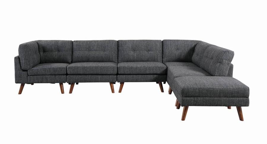 Churchill Tufted Cushion Back Corner Dark Grey and Walnut