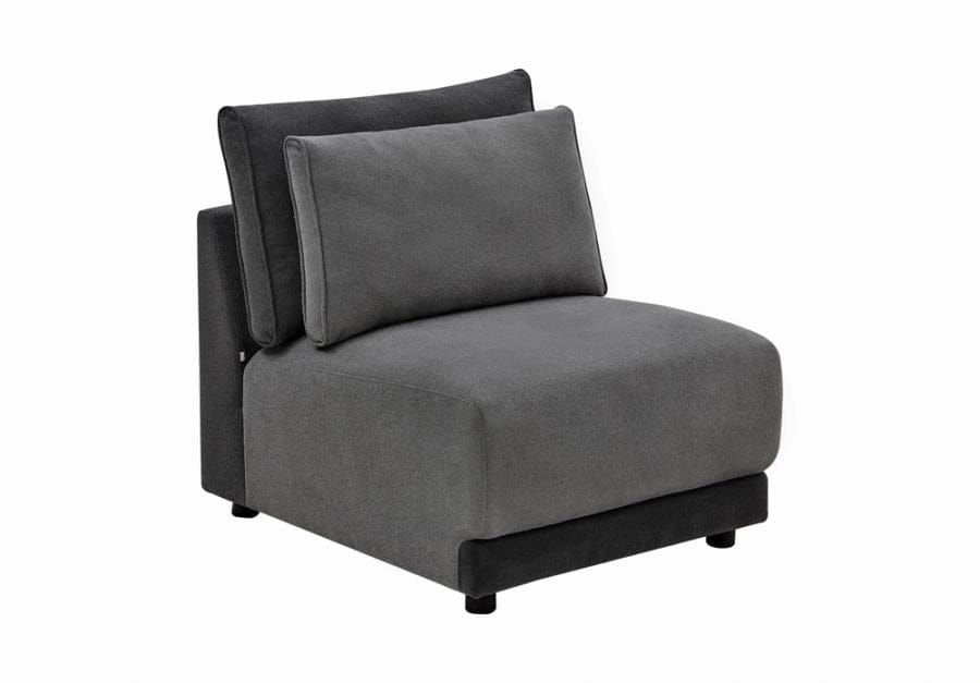 Seanna Cushion Back Upholstered Armless Chair Light and Dark Grey