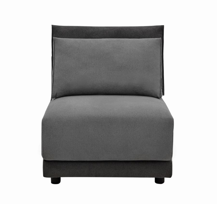 Seanna Cushion Back Upholstered Armless Chair Light and Dark Grey