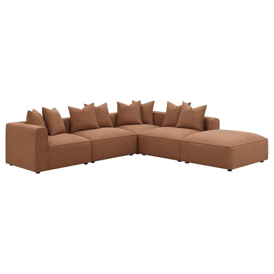 Jennifer 6-piece Upholstered Modular Sectional Terracotta