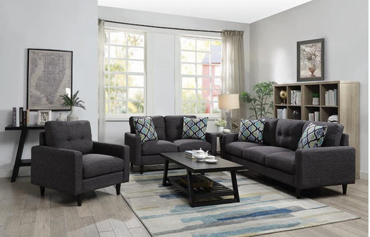 Watsonville 3-piece Cushion Back Living Room Set Grey