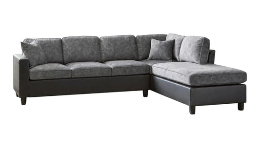 Vinny Cushion Back Sectional Pewter and Black