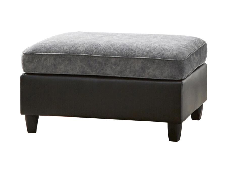 Vinny Rectangle Upholstered Ottoman Pewter and Black