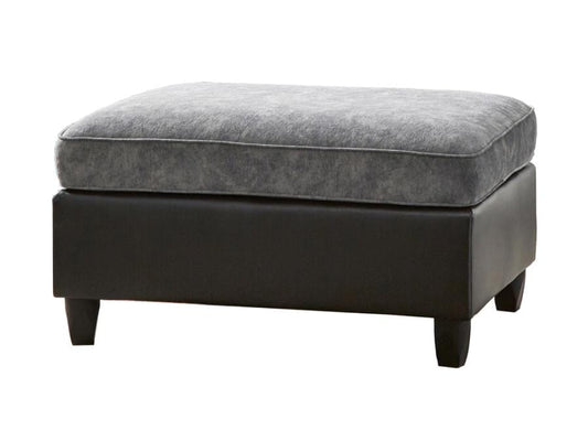 Vinny Rectangle Upholstered Ottoman Pewter and Black