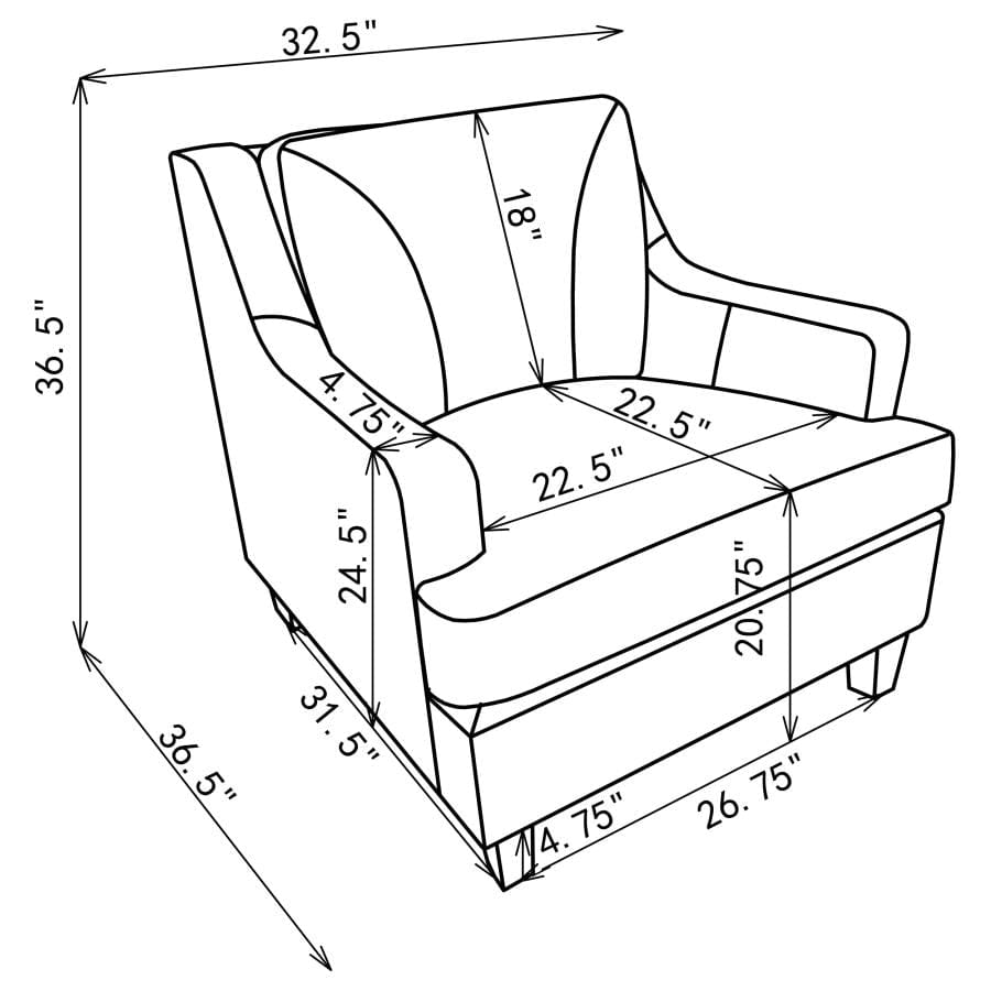 Clayton Upholstered Sloped Arm Chair Grey