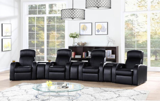 Cyrus Upholstered Recliner Living Room Set Black