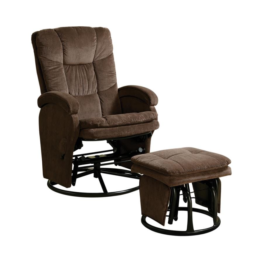 Swivel Glider Recliner with Ottoman Chocolate and Black