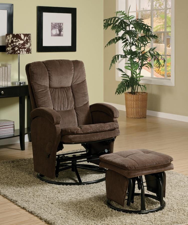 Swivel Glider Recliner with Ottoman Chocolate and Black