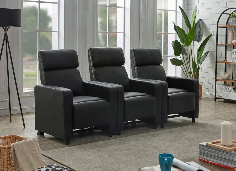 Toohey Upholstered Tufted Recliner Living Room Set Black