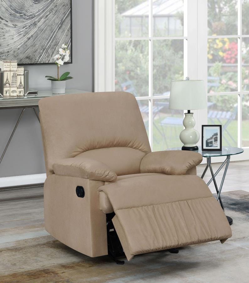 Upholstered Glider Recliner Tan