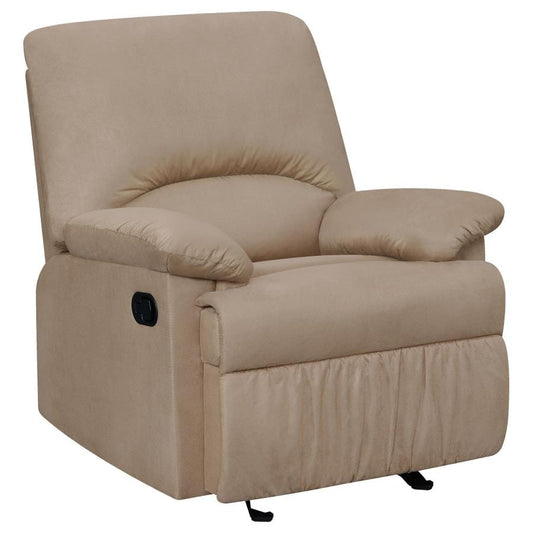 Upholstered Glider Recliner Tan