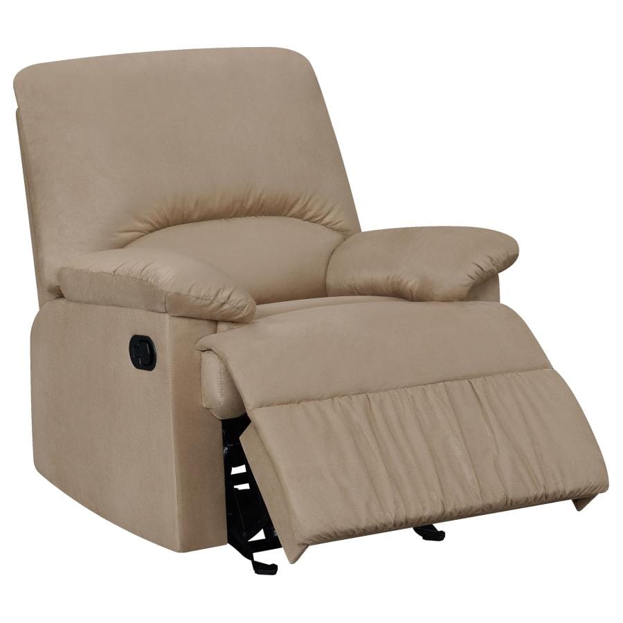 Upholstered Glider Recliner Tan