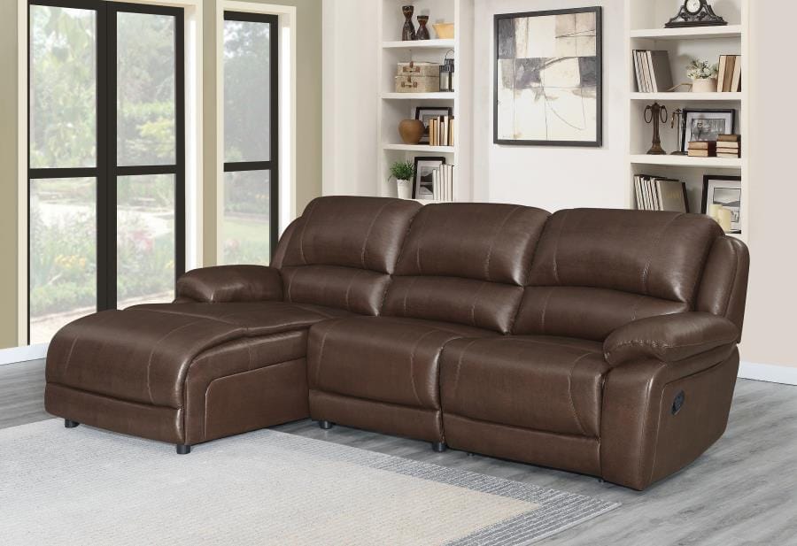 Mackenzie 3-piece Upholstered Tufted Motion Sectional Chestnut