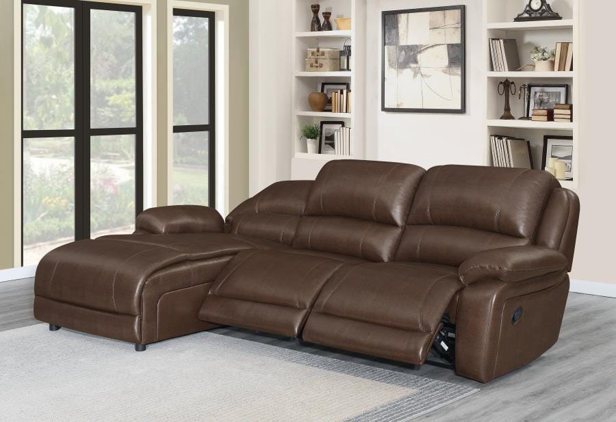 Mackenzie 3-piece Upholstered Tufted Motion Sectional Chestnut